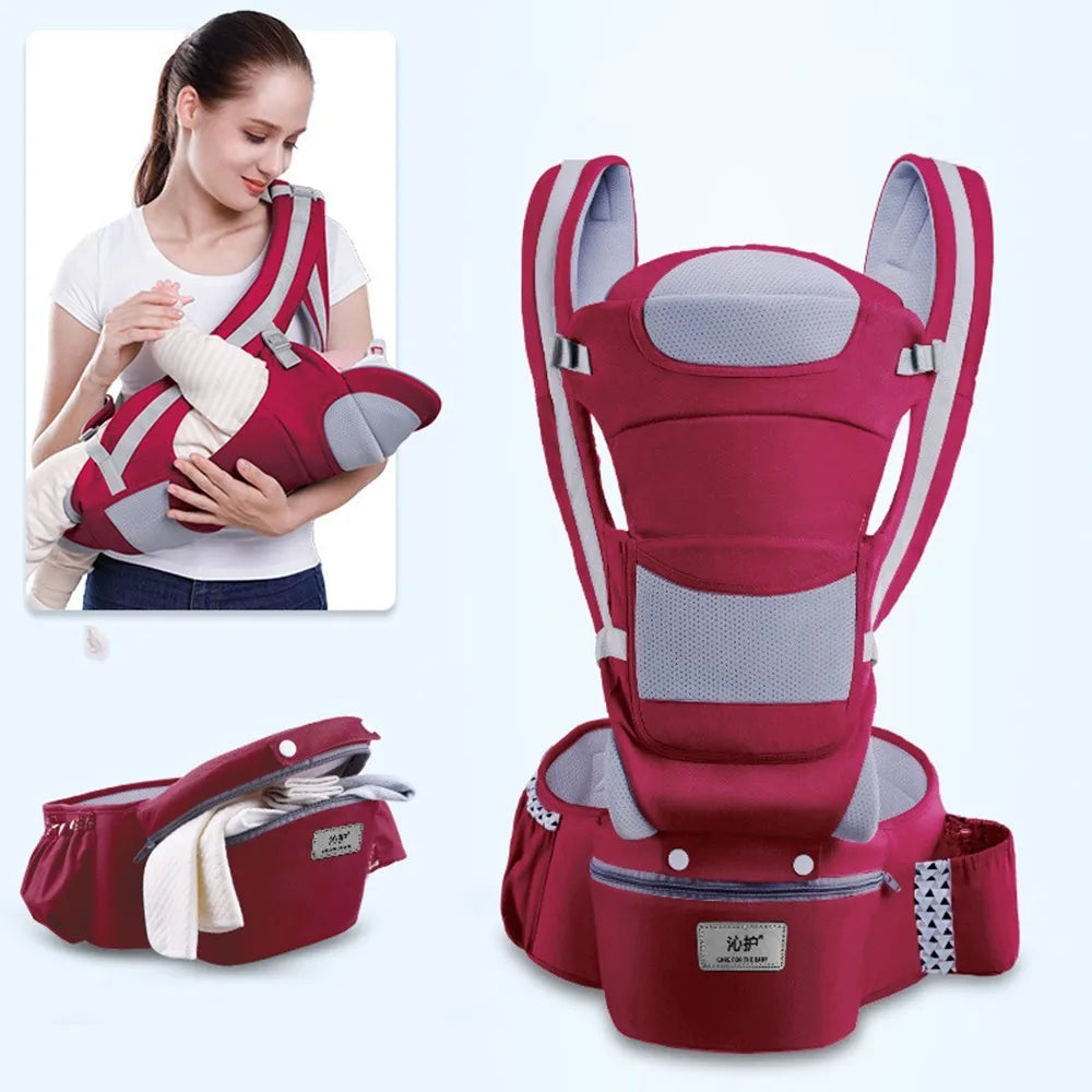3-in-1 Ergonomic Baby Carrier with Hip Seat – Breathable, Adjustable, and Multi-Position
