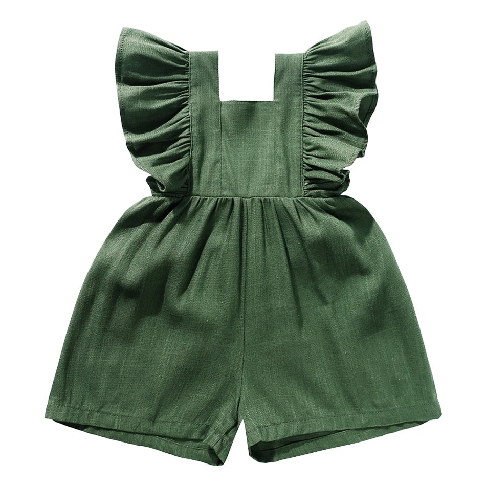 Baby Girl Ruffle Linen Romper