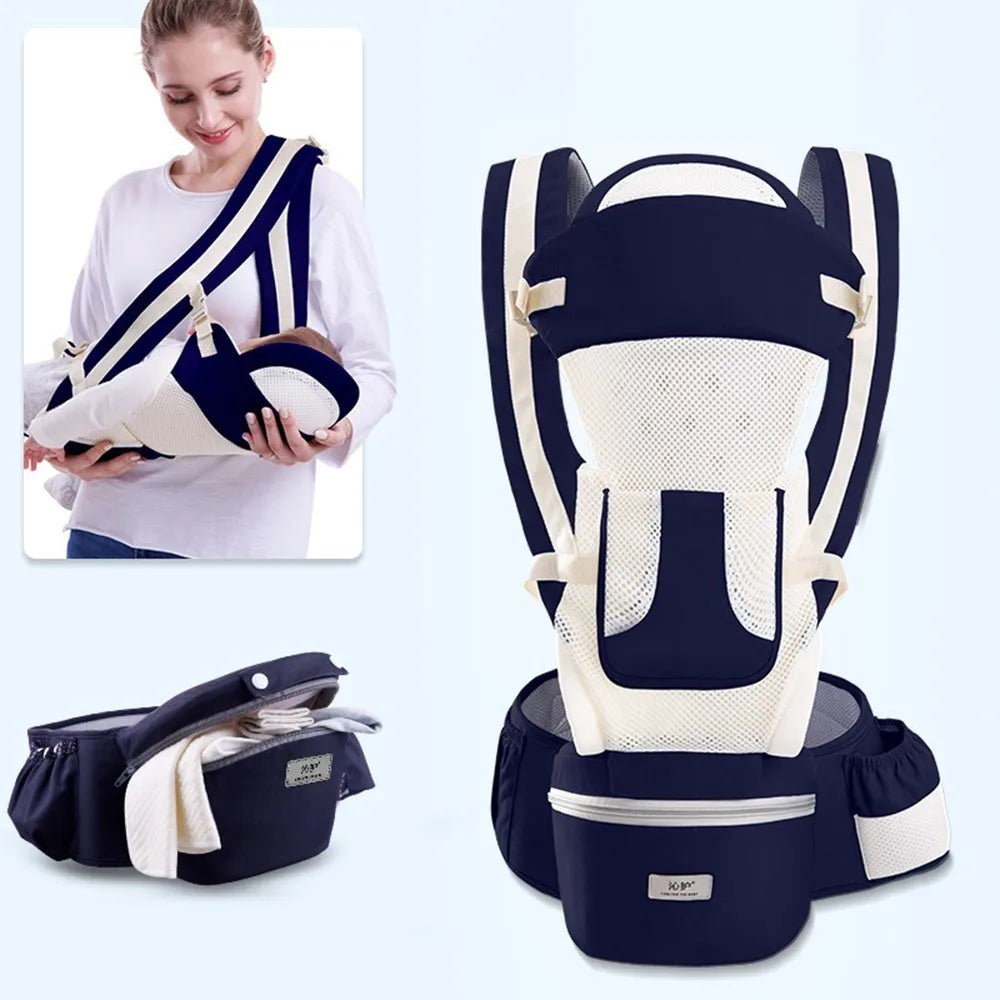 3-in-1 Ergonomic Baby Carrier with Hip Seat – Breathable, Adjustable, and Multi-Position