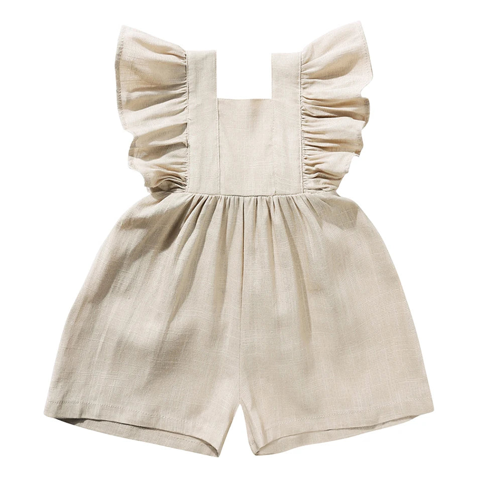 Baby Girl Ruffle Linen Romper