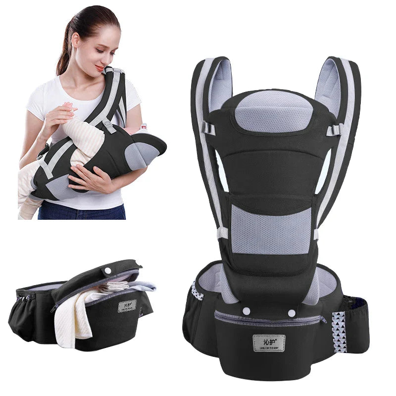 3-in-1 Ergonomic Baby Carrier with Hip Seat – Breathable, Adjustable, and Multi-Position