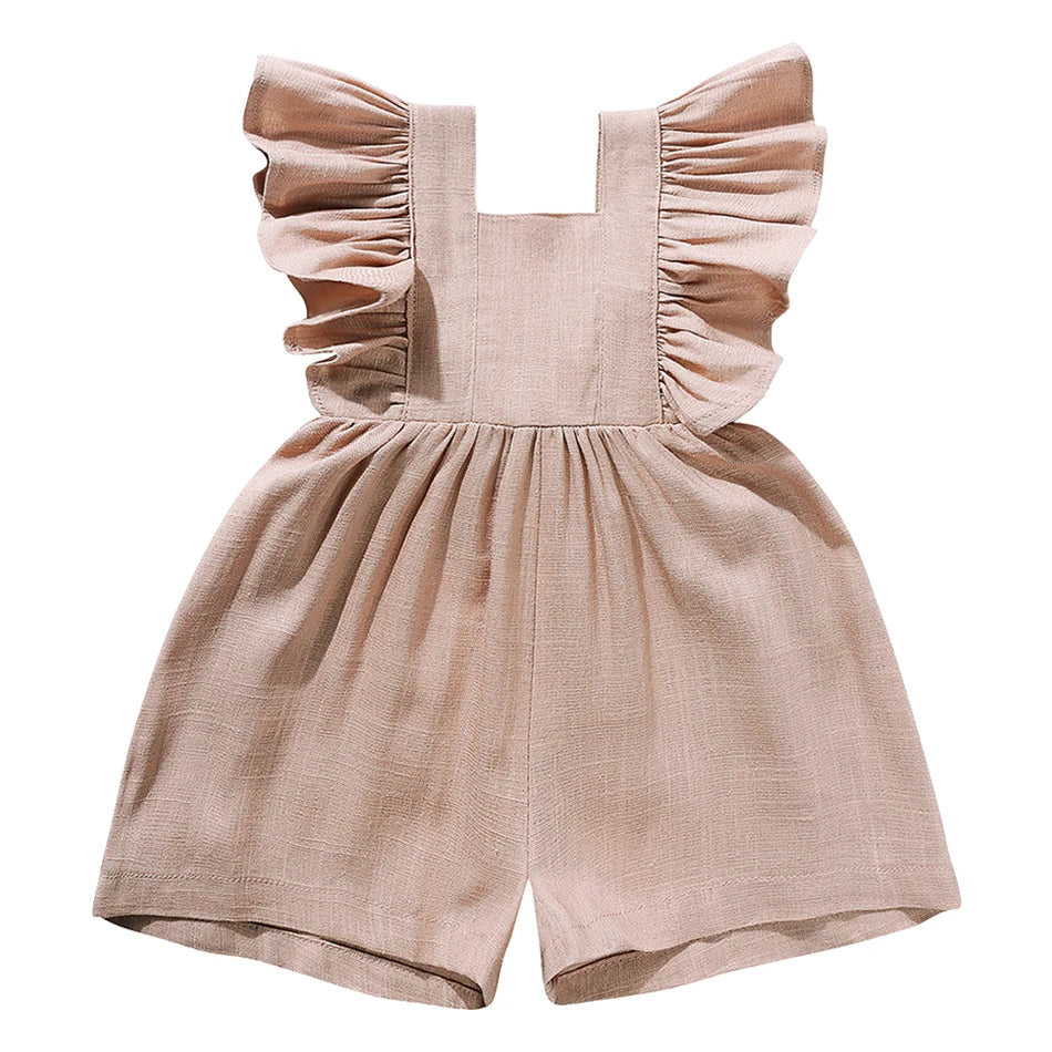 Baby Girl Ruffle Linen Romper