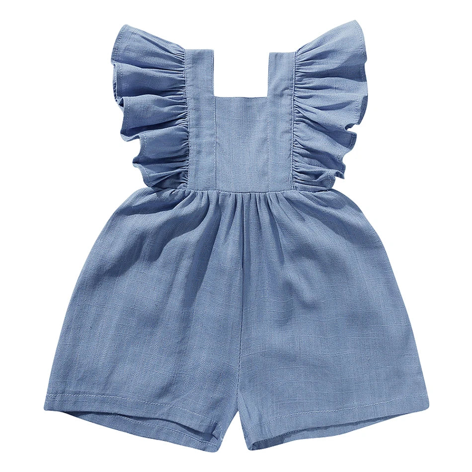 Baby Girl Ruffle Linen Romper