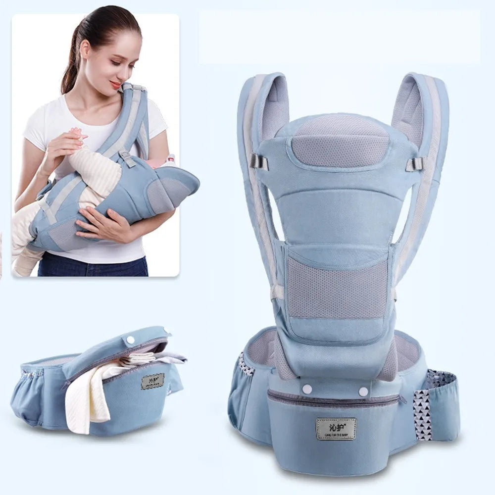 3-in-1 Ergonomic Baby Carrier with Hip Seat – Breathable, Adjustable, and Multi-Position