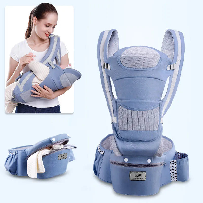 3-in-1 Ergonomic Baby Carrier with Hip Seat – Breathable, Adjustable, and Multi-Position