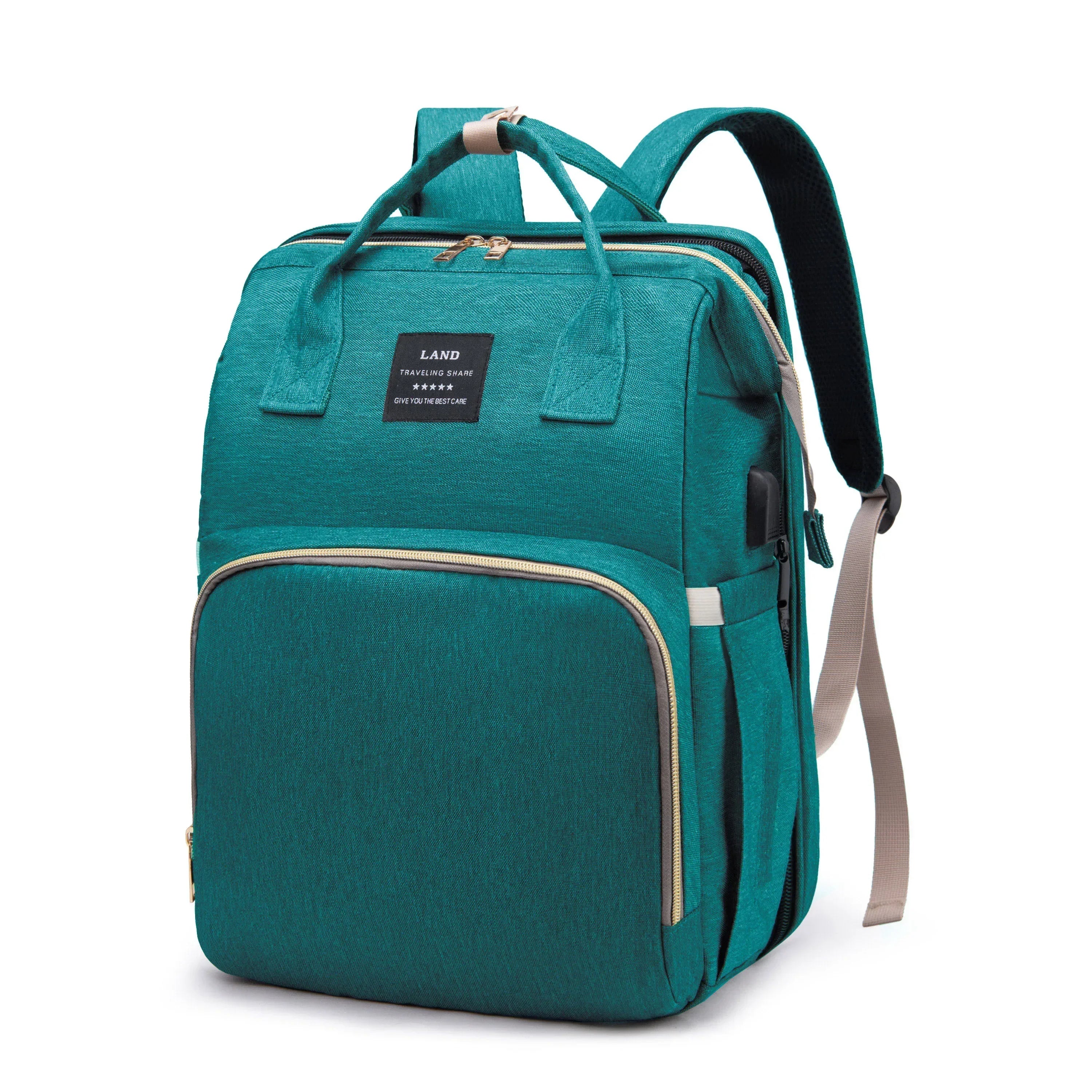 Diaper Backpack with Baby Bed & USB – Waterproof & Large Capacity