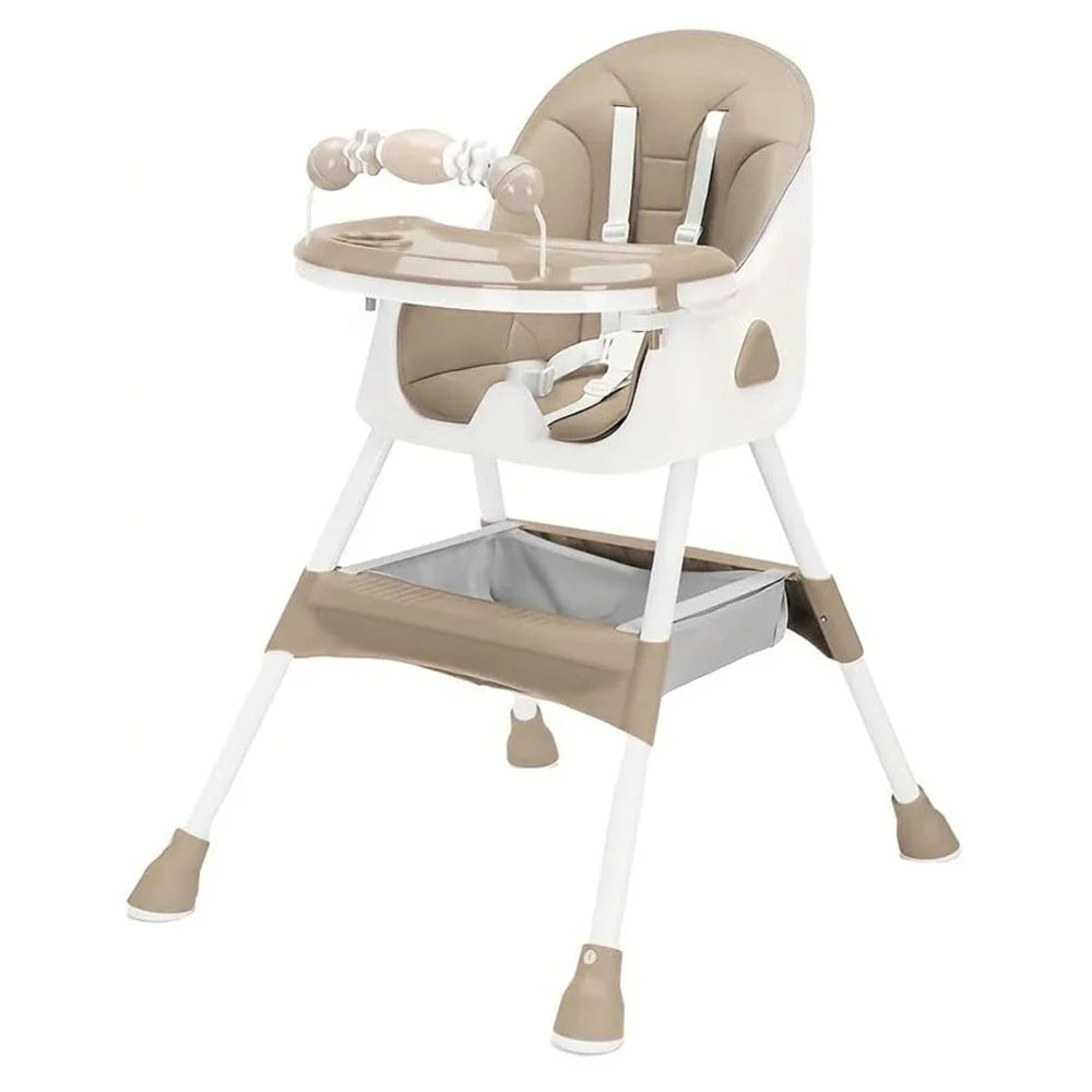 Convertible Baby High Chair with Tray and Storage – Beige, Pink, Blue, Grey